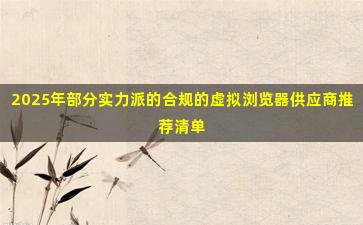2025年部分实力派的合规的虚拟浏览器供应商推荐清单