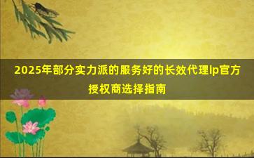 2025年部分实力派的服务好的长效代理ip官方授权商选择指南