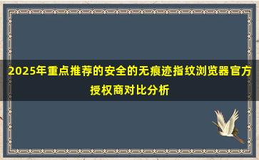 2025年重点推荐的安全的无痕迹指纹浏览器官方授权商对比分析