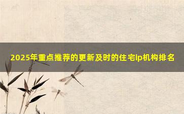 2025年重点推荐的更新及时的住宅ip机构排名