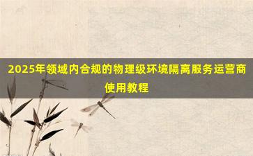 2025年领域内合规的物理级环境隔离服务运营商使用教程