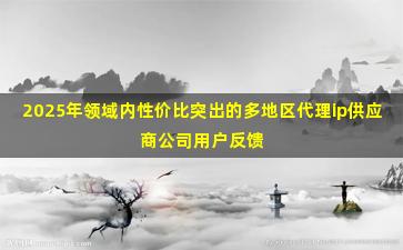 2025年领域内性价比突出的多地区代理ip供应商公司用户反馈